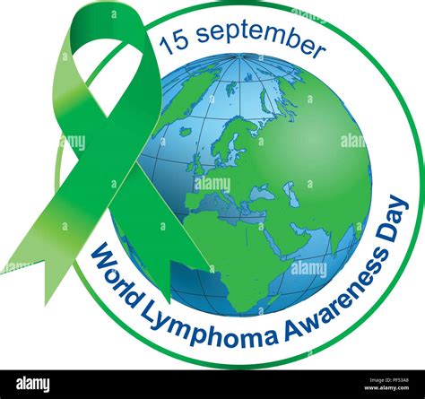 World Lymphoma Awareness Day Green Ribbon Vector Illustration On