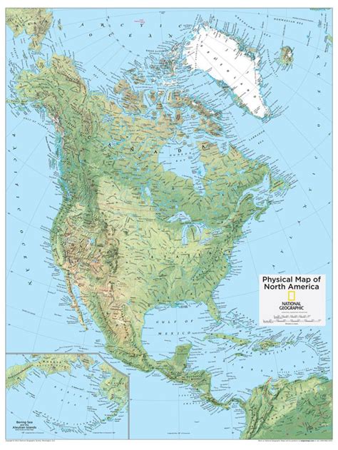 2014 North America Physical National Geographic Atlas Of