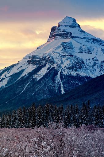 Pilot Mountain In Banff National Park At Sunrise Stock Photo Download
