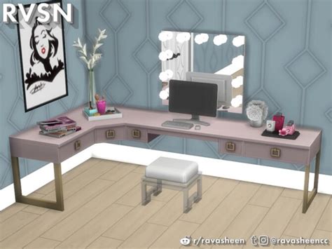 Social Distancing Desk And Vanity Set By Ravasheen At Tsr Sims 4 Updates