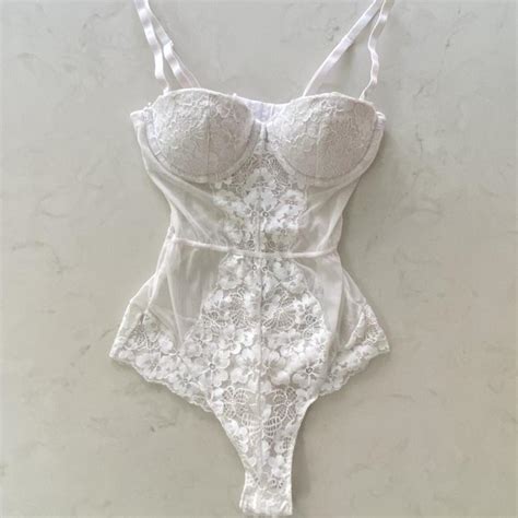 white lace lingerie teddy 🦢 size xs fits a 32a 32b depop