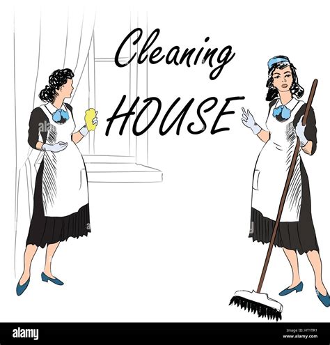 Cleaning Service Women Cleaning Room Vector Illustration Of A Maids