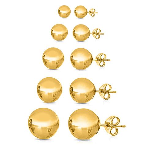 14k Yellow Gold Ball Stud Earrings Gold 3mm 4mm 5mm 6mm 7mm 8mm