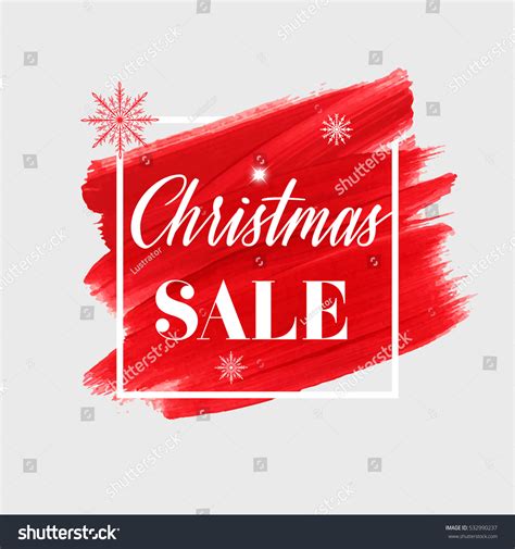 Christmas Sale Sign Over Abstract Brush Painted Background Vector ...