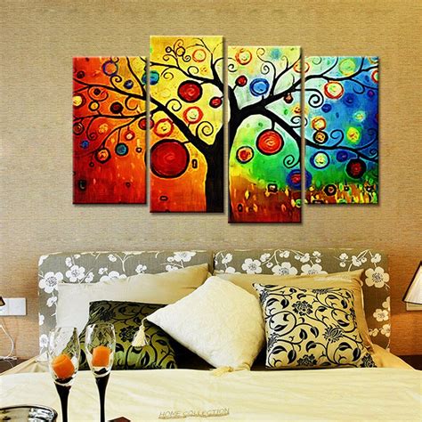 Drop Shipping Unframed 4 Panels Modern Wall Trees Canvas Art Prints