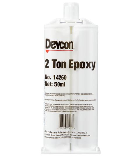 Devcon 2 Ton Epoxy强力环氧胶devcon 14260是一种高强度，防水型、自流平、透明环氧胶粘剂。对金属、陶瓷、木材
