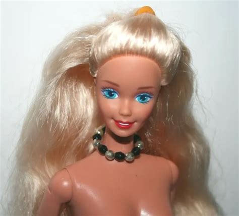 BARBIE DOLL NUDE Blonde Hair Blue Eyes TNT Click Knees Necklace NEW PicClick
