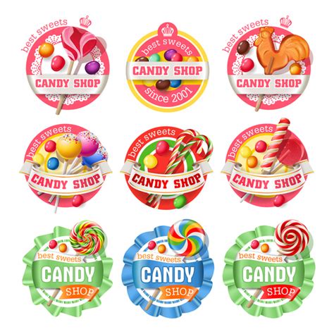 Candy Shop Labels Vector Material Welovesolo