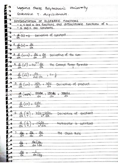 Solution Differentiation Of Algebraic Functions Lecture Notes Studypool