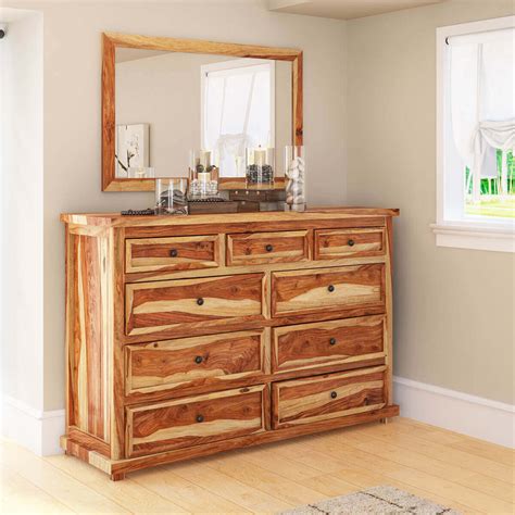 Larvik Rustic Solid Wood Bedroom Dresser With 9 Drawers