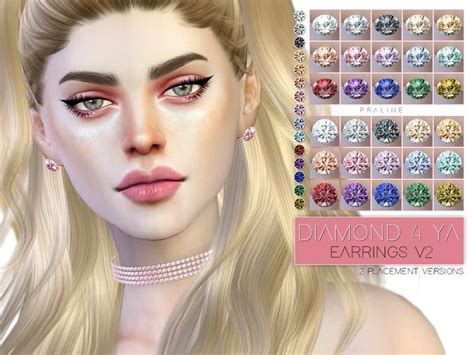 Pralinesims Diamond 4 Ya Earrings Duo Sims 4 Sims Sims 4 Custom