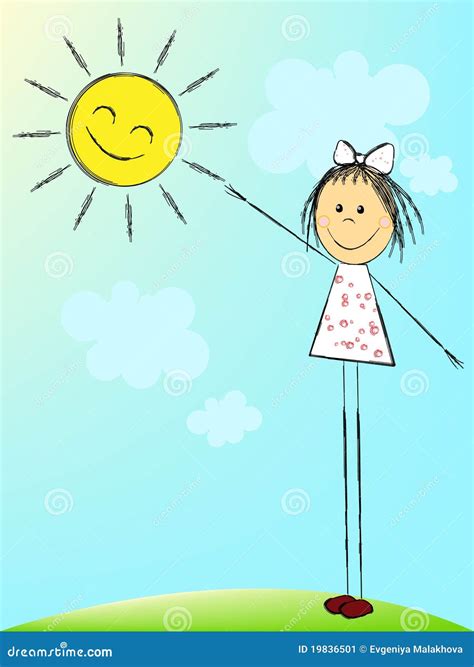 Girl With Sun Stock Vector Illustration Of Happy Peace 19836501