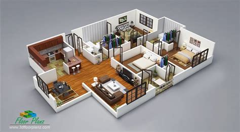 20 Designs Ideas For 3d Apartment Or One Storey Three