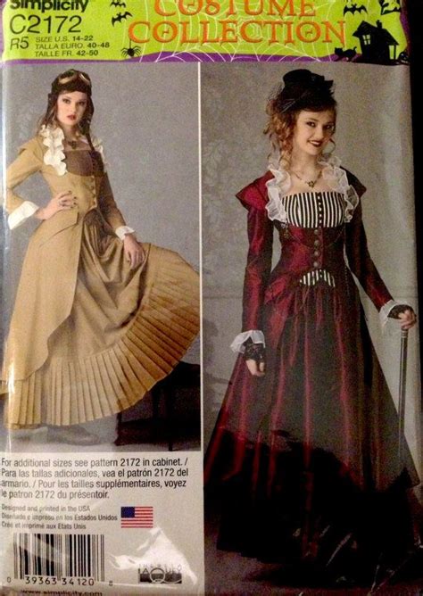 simplicity c2172 steampunk explorer or fair lady costume collection size 14 22 costume