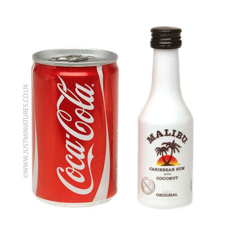 Mix coconut rum, orange juice, pineapple juice and ginger ale together. Malibu Coconut Rum & Coke (Miniature & Mini Can Set ...
