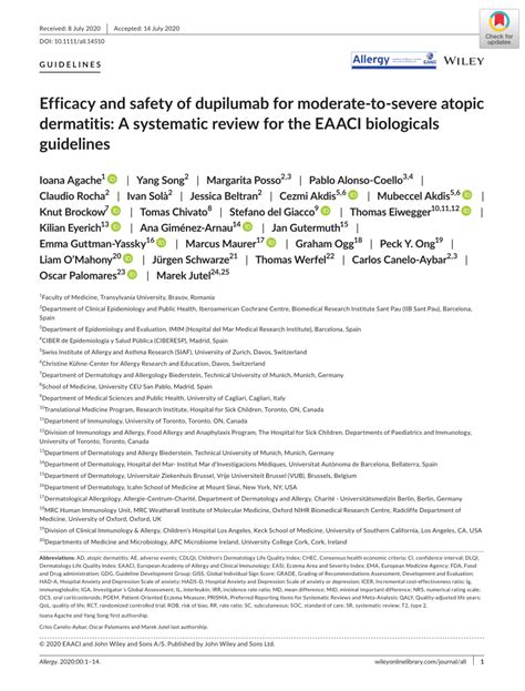 Pdf Efficacy And Safety Of Dupilumab For Moderate‐to‐severe Atopic