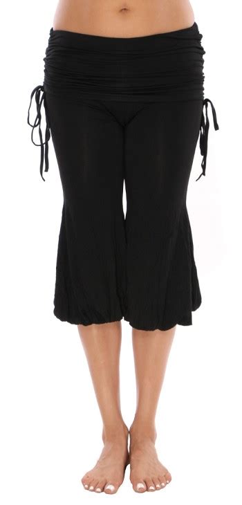 Harem Capri Pants With Ruched Overskirt In Black