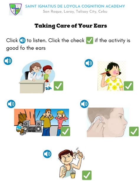 Taking Care Of Your Ears Worksheet