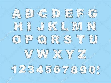 Cloud Alphabet Cloud Letters And Numbers White Cloud Font Blu