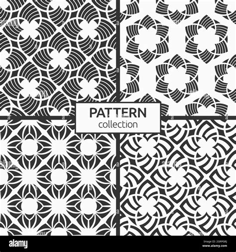 Set Of Four Geometric Ornaments Seamless Patterns Modern Stylish
