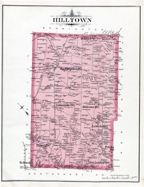 1891 Map Of Hilltown Township Bucks County Pennsylvania Etsy