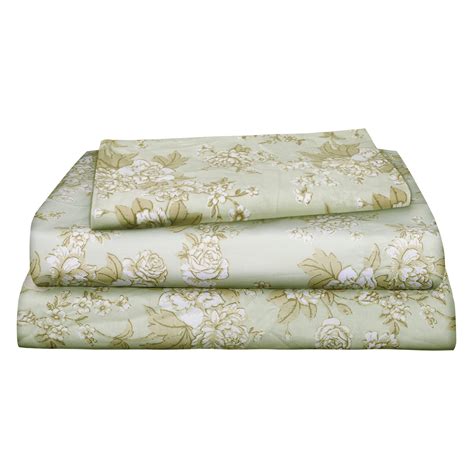 Renauraa 144 Thread Count 100 Cotton Percale Floral Twin Bed Sheet Set