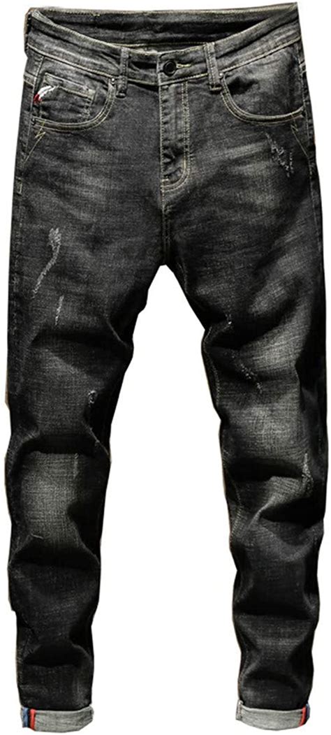 Kiuymrv Los Hombres Negros Jeans Slim Fit Stretch Jeans Otoño Washed Denim Pantalones Del Lápiz