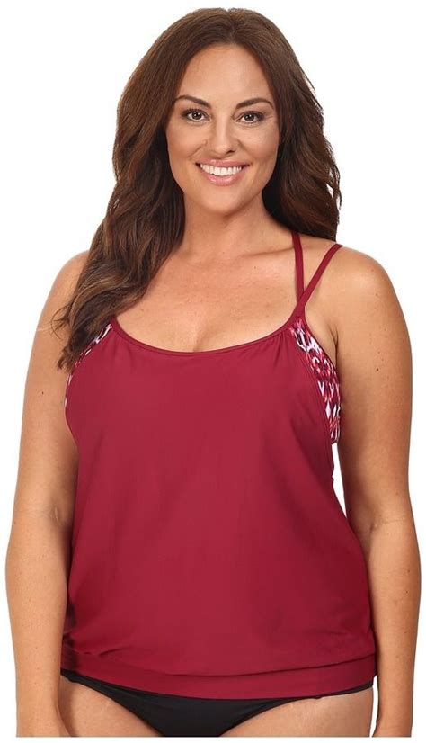 Next By Athena Native Mantra Double Up 2 Tankini Top D Cup Swimsuit For Women Swim Suit