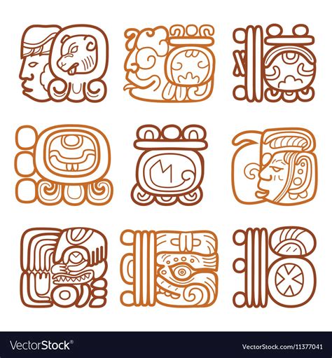 Maya Glyphs Writing System And Languge Design Vector Image