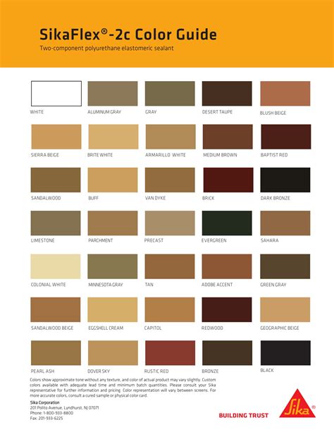 Sika Integral Color Chart