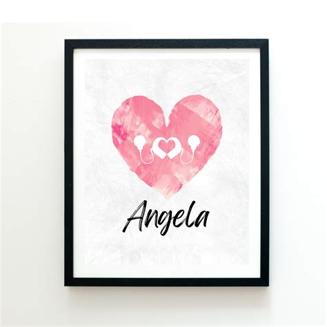 Cochlear Implant With On Pink Heart Personalized 8x10 Wall Art Etsy