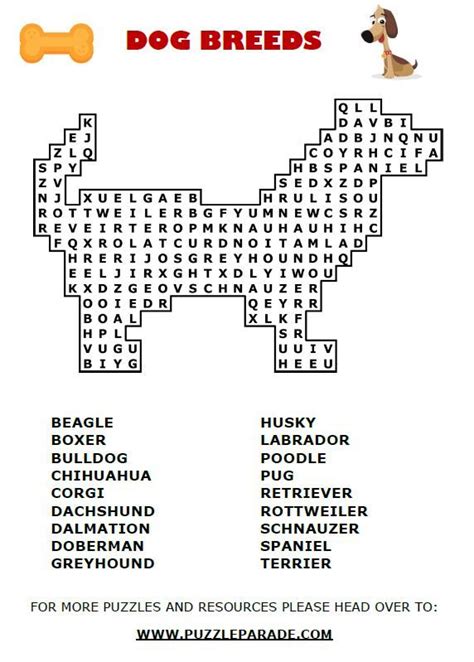 Are You A Dog Lover Have Fun With Our Free Dog Word Search Ready For