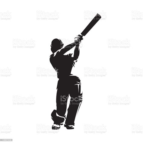 Joueur De Cricket Silhouette Vectorielle Isolée Joueur De Cricket