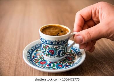 Woman Hand Holding Traditional Porcelain Turkish Stock Photo