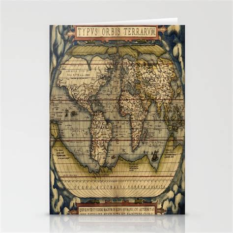 Vintage World Map Ortelius World Map 1570 Stationery Cards By