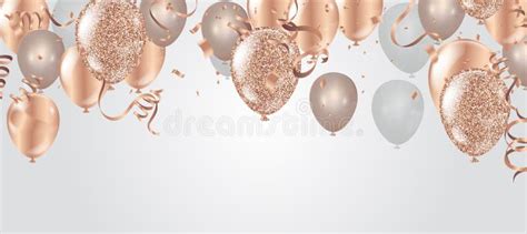 Happy Birthday Vector Illustration Confetti And Ribbons Gold Or Stock