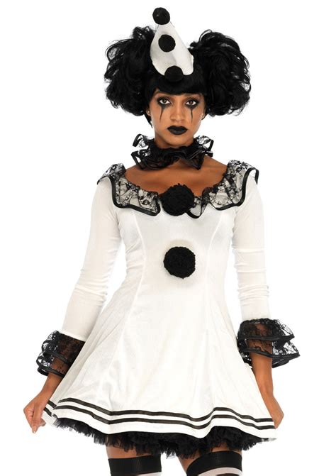Leg Avenue Womens 3 Pc Pierrot Clown Halloween Costume