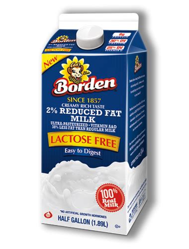 2 Percent Lactose Free Reduced Fat Milk Borden Dairy