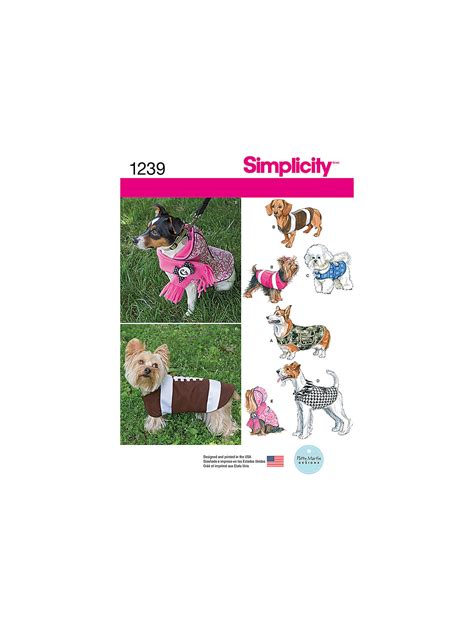 Simplicity Dog Coat Sewing Pattern 1239 At John Lewis And Partners