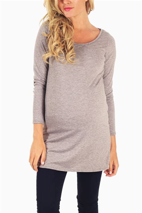 Grey Long Sleeve Maternity Top Pink Blush Maternity Maternity Tops Clothes