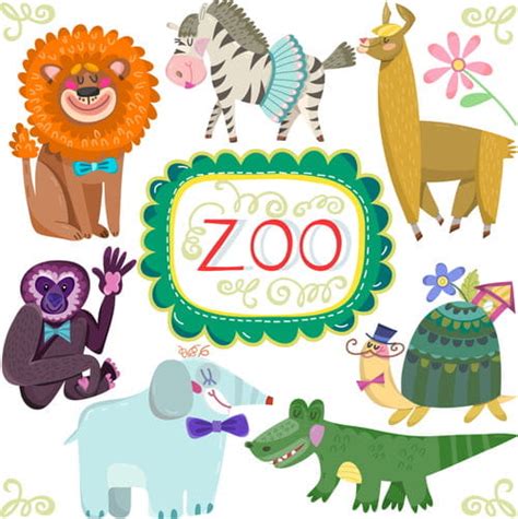 Unduh Berkas Kebun Binatang Kartun Dengan Vektor Hewan Lucu Eps