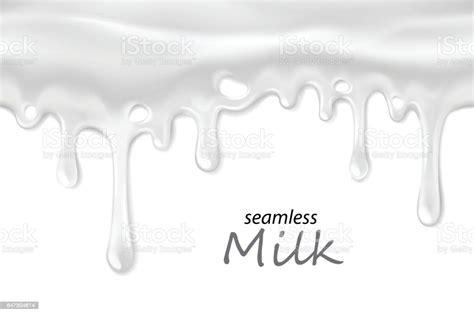 Seamless Dripping Milk Repeatable Isolated On White Stock Illustration