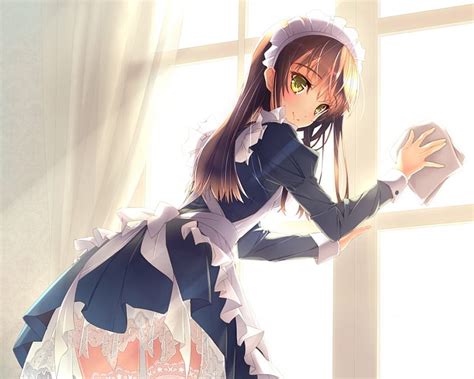 Maid Pretty Dress Glow Curtain Sweet Nice Anime Anime Girl