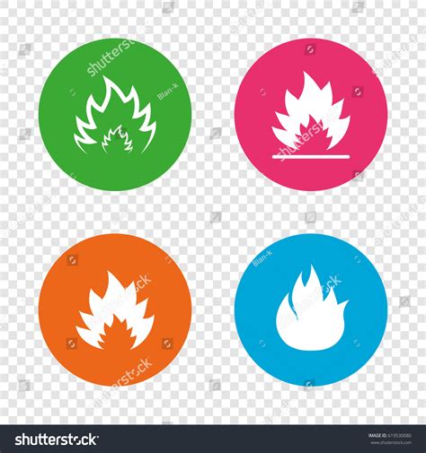 Fire Flame Icons Heat Symbols Inflammable Stock Vector Royalty Free