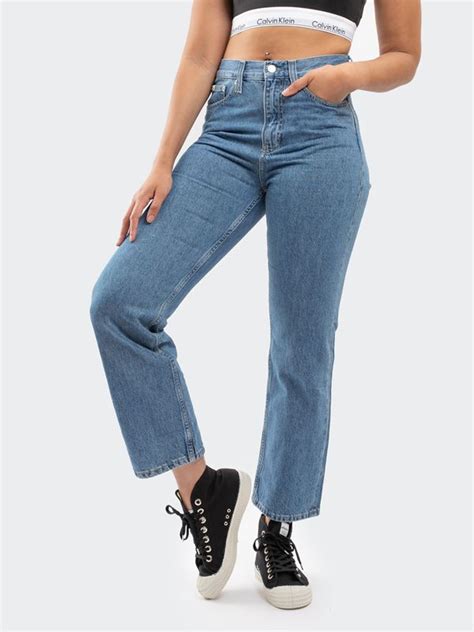 Calvin Klein Jeans Women S HR Straight Ankle Jeans In Denim Light