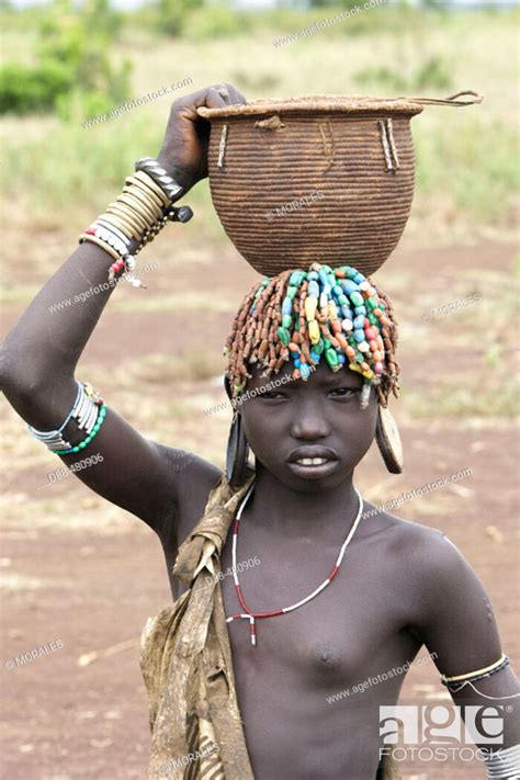 Mursi Girl Omo Valley Tribe South Ethiopia Stock Photo Picture And