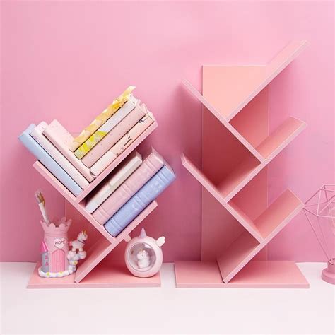 Study table with bookshelf, study table with bookshelf + book cabinet. Pink Wooden Table Bookshelf in 2020 | Study room decor ...