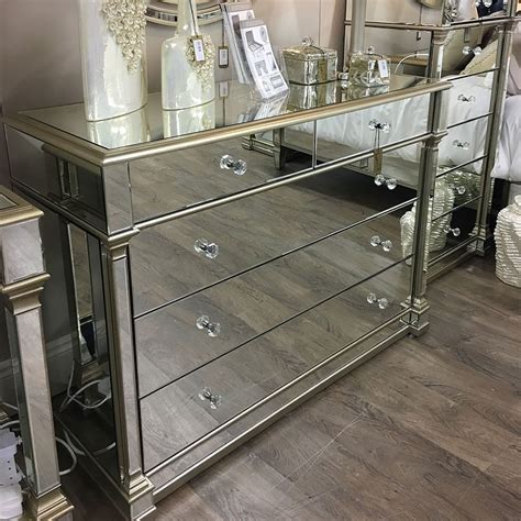 Athens Gold Mirrored 5 Drawer Chest Picture Perfect Home