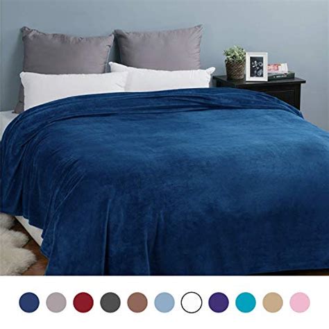 Bedsure Fleece Blankets Bedspread King Size Navy Blue Extra Large Bed