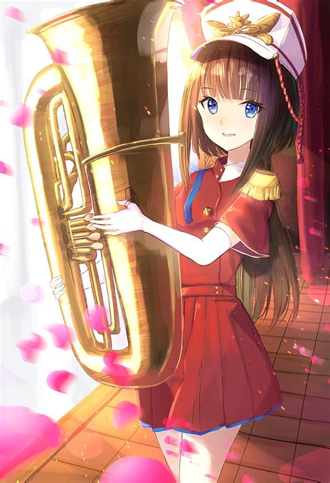 Girl Trumpet Musical Instrument Orchestra Music Anime Hd Phone